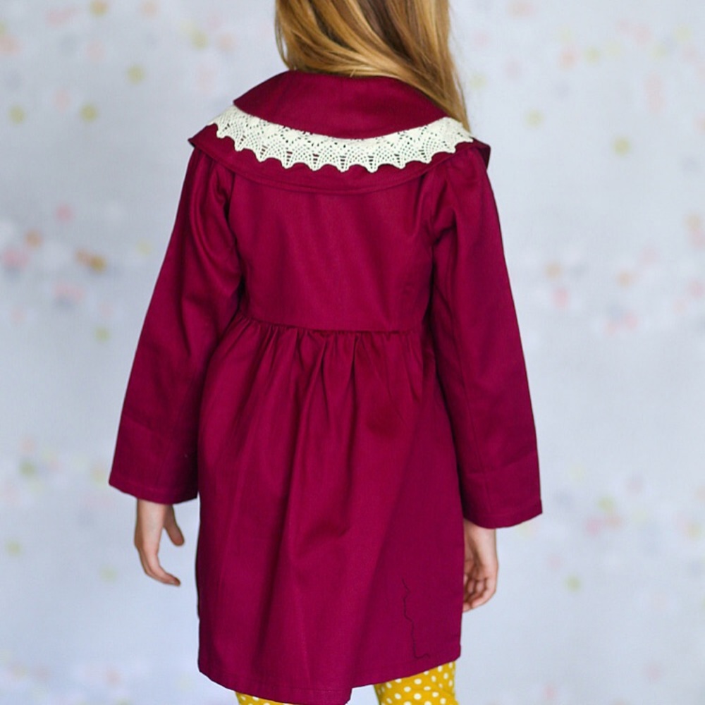 ❌SOLD❌Jelly the pug girls maroon Kelly coat  6X - Picture 2 of 2